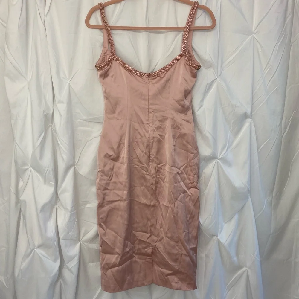 House of CB Camilla Pink Satin Dress with Hand Sewn Crystals - Picture 12 of 13